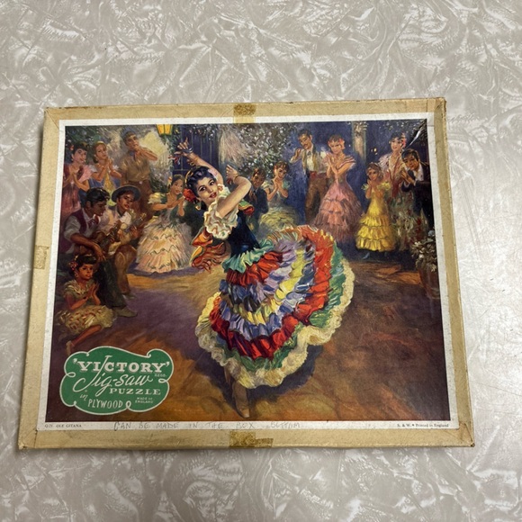 Colorful Flamenco Dancer Jigsaw Puzzle vintage wooden victory puzzle England - Picture 3 of 9